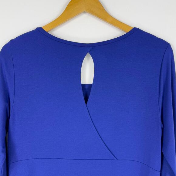 Eileen Fisher Womens Stretch Knit Keyhole Back Shift Swing Dress Small Blue - Picture 8 of 12